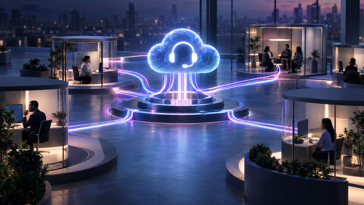 AWS Named a Leader in the 2026 Gartner Magic Quadrant for Contact Center as a Service editorial illustration