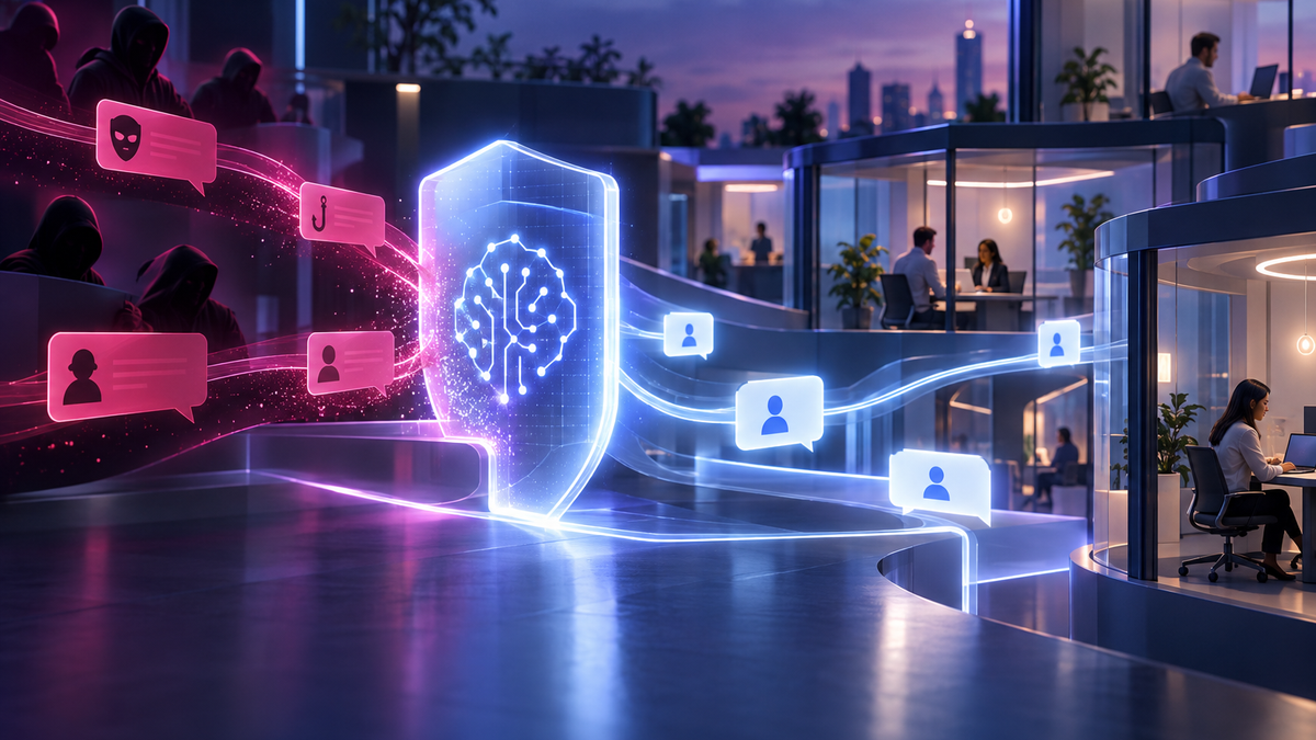 Microsoft Teams Adds AI Security to Fight Phishing and Fraud editorial illustration