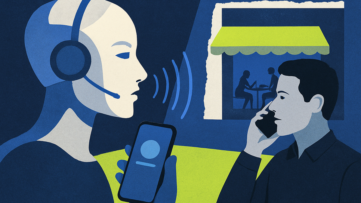 Yelp Launches AI Voice Agent to Call Restaurants and Check Wait Times editorial illustration